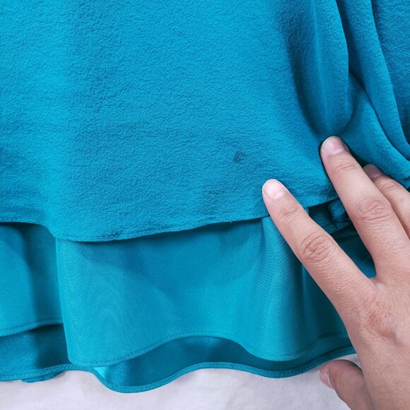 Aidan Mattox 100% Silk Strapless Formal Prom Gown Turquoise Maxi Dress Size 10 - Picture 9 of 16